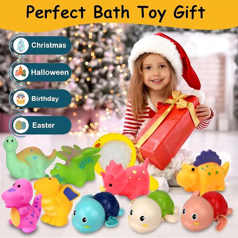 Bath Toys for Kids Ages 1-3 - Infant Baby Kids Toddler Mold Free Bath Toys 2-4 3-5 4-8 Dinosaur Bathtub Pool Water Toys for Babies 6-12-18-24 Months Bathtime Essentials Shower Gift for Boys Girls in Saudi Arabia