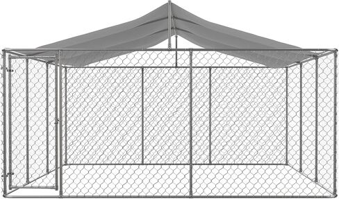 15x 15x 7.6FT بيت الكلب كبير في الهواء الطلق مع سقف مظلة مقاوم للماء للأشعة فوق البنفسجية وقفل آمن، وصلة سلسلة شديدة التحمل مضادة للصدأ DogRun House، المشي في DogCage الصلب أقلام الحيوانات الأليفة للفناء الخلفي in Saudi Arabia