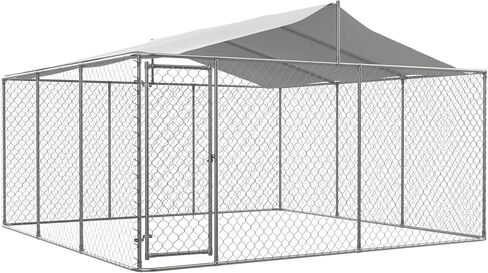 15x 15x 7.6FT بيت الكلب كبير في الهواء الطلق مع سقف مظلة مقاوم للماء للأشعة فوق البنفسجية وقفل آمن، وصلة سلسلة شديدة التحمل مضادة للصدأ DogRun House، المشي في DogCage الصلب أقلام الحيوانات الأليفة للفناء الخلفي in Saudi Arabia