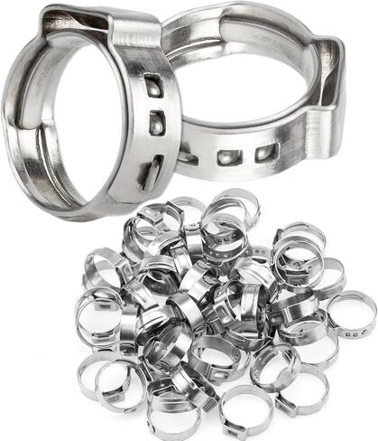 160Pcs (6mm-25.6mm)1/4"-1"Single Ear Hose Clamp Hose Crimp Clamps Ear Crimp Rings Ear Stepless Hose Clamp Pinch Clamps for Hose Pipe Clamp Tools (Single Ear Hose Clamps Kit) in Saudi Arabia