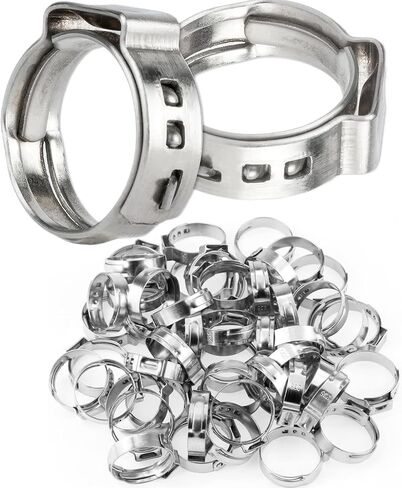 160Pcs (6mm-25.6mm)1/4"-1"Single Ear Hose Clamp Hose Crimp Clamps Ear Crimp Rings Ear Stepless Hose Clamp Pinch Clamps for Hose Pipe Clamp Tools (Single Ear Hose Clamps Kit) in Saudi Arabia