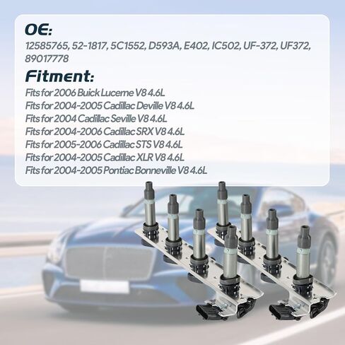 UF372 2 قطعة حزمة ملف الإشعال يناسب 2006 بويك لوسيرن 04-05 كاديلاك ديفيل 4.6L V8 ملفات الإشعال لـ OE # 89017778 UF-372 D593A 5C1552 IC502 12585765 E402 52-1817 UF372 in Saudi Arabia