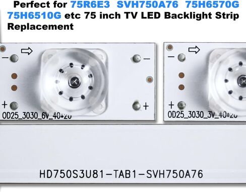 75R6E3 SVH750A76 75H6570G 75H6510G Led Backlight Strip Replacement Part Lamp Beads 3V 6V for 75 inch LED TVs Repair Bars with Optical Lens Fliter 3030 3528 2835 Bead hisense 30PCS in Saudi Arabia