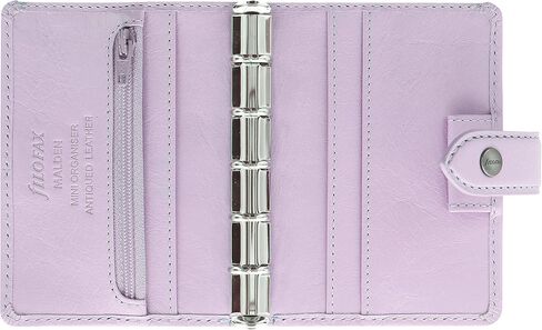 Filofax Malden Organizer, Mini Size, Orchid - Tactile, Full Grain Buffalo Leather, Five Rings, with Cotton Cream Week-to-View Calendar Diary, Multilingual, 2024 (C025818-24) in Kuwait