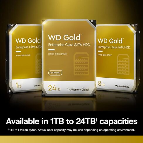 محرك الأقراص الصلبة الداخلي ويسترن ديجيتال 4 تيرابايت WD Gold Enterprise Class - فئة 7200 دورة في الدقيقة، SATA 6 جيجابايت/ثانية، ذاكرة تخزين مؤقت 256 ميجابايت، 3.5 بوصة - WD4004FRYZ in Saudi Arabia