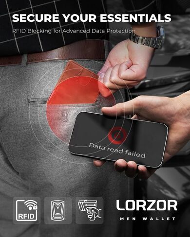 محافظ جيب أمامية بسيطة للرجال، محفظة حجب RFID رفيعة ثنائية الطي - جلد محبب بالكامل مع هدية مشبك نقود in Kuwait