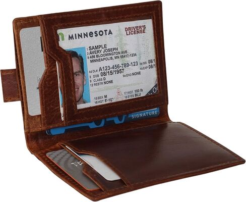 محفظة جيب أمامية ثنائية الطي مصنوعة يدويًا من الجلد الطبيعي بتصميم نحيف مع خاصية حجب RFID in Saudi Arabia