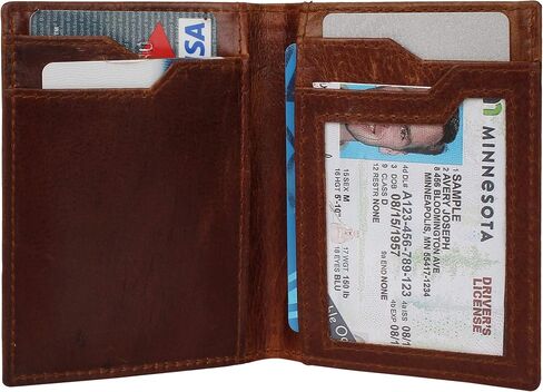 محفظة جيب أمامية ثنائية الطي مصنوعة يدويًا من الجلد الطبيعي بتصميم نحيف مع خاصية حجب RFID in Saudi Arabia