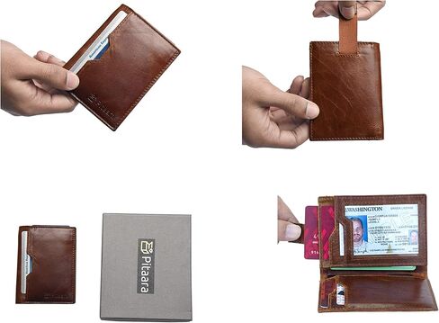 محفظة جيب أمامية ثنائية الطي مصنوعة يدويًا من الجلد الطبيعي بتصميم نحيف مع خاصية حجب RFID in Saudi Arabia
