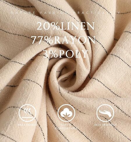 Les umes Womens Wide Leg Linen Cropped Pants High Waist Stripe Ankle Pants Loose Casual Plus Size Trousers with Pockets in Saudi Arabia
