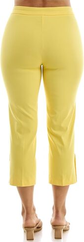 Zac & Rachel Women's Pull on Millenium Capri Pant with Elegant Triple Gold Button Ankle Detail in Kuwait