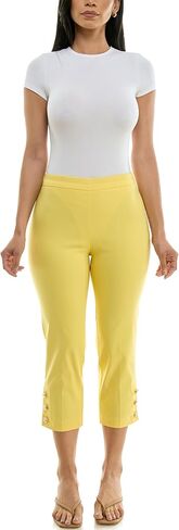 Zac & Rachel Women's Pull on Millenium Capri Pant with Elegant Triple Gold Button Ankle Detail in Kuwait