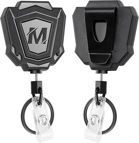 2 Pack Heavy Duty Retractable Keychain with Belt Clip Retractable ID Badge Holder Reel with 31.5" Steel Cord, 9.0 oz in Saudi Arabia