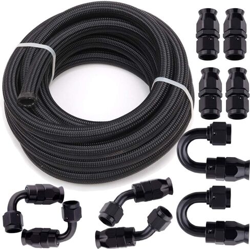 MOOSUN 10AN 5/8" Nylon Braided CPE Fuel Line Hose Fitting Kit 20FT Black (14.27mm ID) in Saudi Arabia