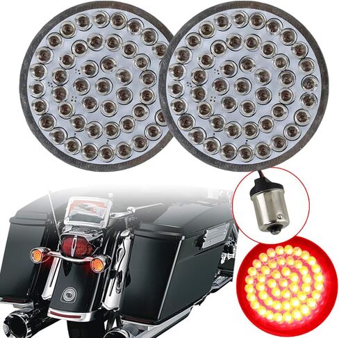 2" LED Turn Signals Brake Running Light Bullet Style Rear 1156 Red LED Turn Signal Kit for Motorcycle Sportster Street Glide Road King Softail Electra Heritage Dyna Fatboy in Saudi Arabia