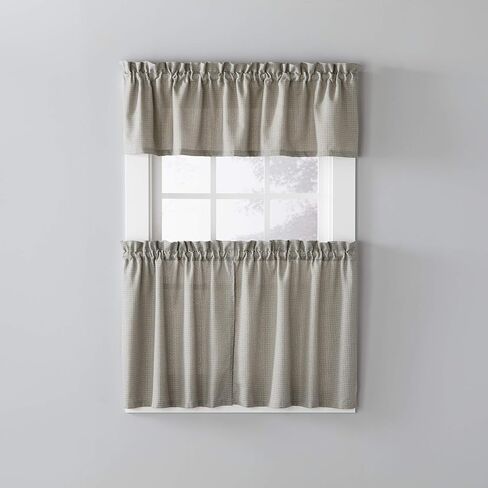 SKL Home by Saturday Knight Ltd. Nelson Curtain Tier Pair, Black, 57 inches x 36 inches in Saudi Arabia