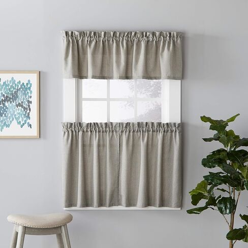 SKL Home by Saturday Knight Ltd. Nelson Curtain Tier Pair, Black, 57 inches x 36 inches in Saudi Arabia