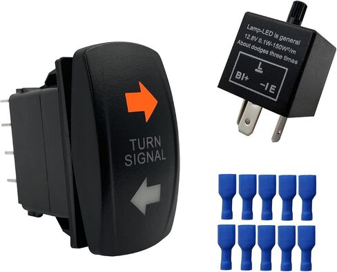 Orange Led 7 PIN ON-Off-ON Turn Signal Rocker Switch with 3 PIN Adjustable Flasher Relay 3 Way DPDT Rocker Switch with Amber LED Flasher Blinker for Car Truck Pickup UTV RZR Console in Saudi Arabia