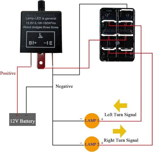 Orange Led 7 PIN ON-Off-ON Turn Signal Rocker Switch with 3 PIN Adjustable Flasher Relay 3 Way DPDT Rocker Switch with Amber LED Flasher Blinker for Car Truck Pickup UTV RZR Console in Saudi Arabia