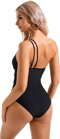 SUUKSESS Women Tummy Control One Piece Swimsuit Mesh One Shoulder Bathing Suit in Saudi Arabia