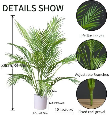 2pcs Artificial Palm Tree Fake Monstera Plants Indoor Tropical Palm Leaves Plastic Turtle Foliage Faux Green Plants for Home Office Garden Outdoor Decor (Palm and Monstera) in Saudi Arabia