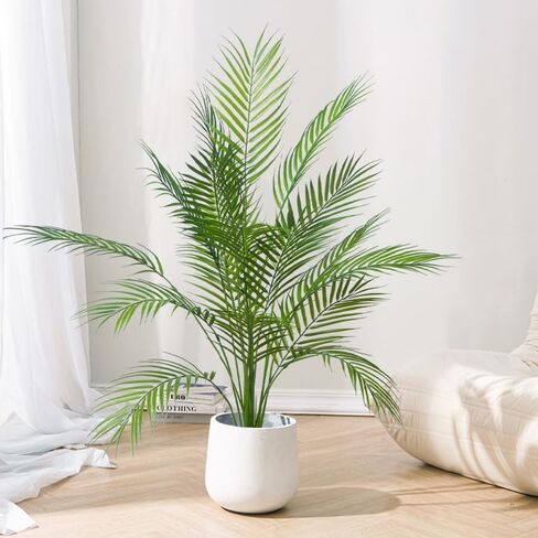 2pcs Artificial Palm Tree Fake Monstera Plants Indoor Tropical Palm Leaves Plastic Turtle Foliage Faux Green Plants for Home Office Garden Outdoor Decor (Palm and Monstera) in Saudi Arabia