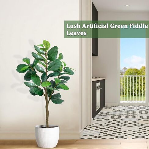 TURNMEON 5.4FT Tall Fiddle Fig Tree Artificial Ficus Lyrata Plants 65 Inch with Large Lifelike Faux Fiddle Silk Leaves Fake Tree in Pot for Indoor Outdoor Home Office Living Room Housewarming Decor in Saudi Arabia
