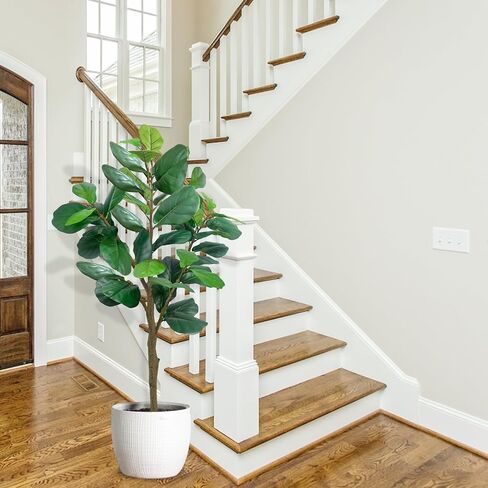 TURNMEON 5.4FT Tall Fiddle Fig Tree Artificial Ficus Lyrata Plants 65 Inch with Large Lifelike Faux Fiddle Silk Leaves Fake Tree in Pot for Indoor Outdoor Home Office Living Room Housewarming Decor in Saudi Arabia