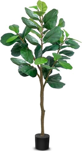 TURNMEON 5.4FT Tall Fiddle Fig Tree Artificial Ficus Lyrata Plants 65 Inch with Large Lifelike Faux Fiddle Silk Leaves Fake Tree in Pot for Indoor Outdoor Home Office Living Room Housewarming Decor in Saudi Arabia