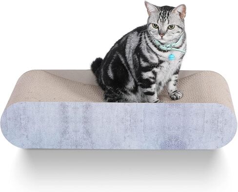 FluffyDream Cat Scratcher Cardboard, Scratching Pad House Bed Furniture Protector, Infinity Shape, Curved (Grey, Lounger) in Saudi Arabia