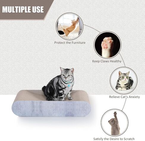 FluffyDream Cat Scratcher Cardboard, Scratching Pad House Bed Furniture Protector, Infinity Shape, Curved (Grey, Lounger) in Saudi Arabia