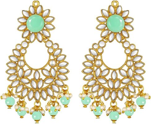 Aheli Jodha Akbar Faux Kundan Faux Pearl Choker Necklace with Earring Maang Tikka Indian Traditional Bollywood Bridal Jewelry Set for Women Girls in Saudi Arabia