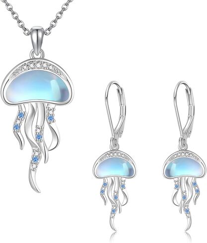 قنديل البحر قلادة / قنديل البحر أقراط الفضة الاسترليني Moonstone الشاطئ قلادة قلادة مجوهرات الصيف هدايا للنساء in Saudi Arabia