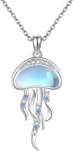 قنديل البحر قلادة / قنديل البحر أقراط الفضة الاسترليني Moonstone الشاطئ قلادة قلادة مجوهرات الصيف هدايا للنساء in Saudi Arabia