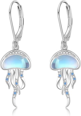 قنديل البحر قلادة / قنديل البحر أقراط الفضة الاسترليني Moonstone الشاطئ قلادة قلادة مجوهرات الصيف هدايا للنساء in Saudi Arabia