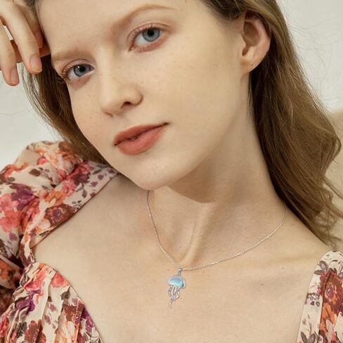 قنديل البحر قلادة / قنديل البحر أقراط الفضة الاسترليني Moonstone الشاطئ قلادة قلادة مجوهرات الصيف هدايا للنساء in Saudi Arabia