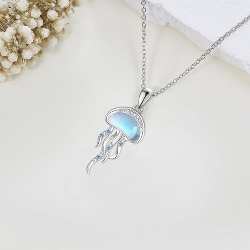 قنديل البحر قلادة / قنديل البحر أقراط الفضة الاسترليني Moonstone الشاطئ قلادة قلادة مجوهرات الصيف هدايا للنساء in Saudi Arabia