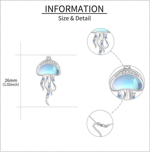قنديل البحر قلادة / قنديل البحر أقراط الفضة الاسترليني Moonstone الشاطئ قلادة قلادة مجوهرات الصيف هدايا للنساء in Saudi Arabia