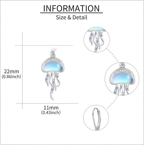 قنديل البحر قلادة / قنديل البحر أقراط الفضة الاسترليني Moonstone الشاطئ قلادة قلادة مجوهرات الصيف هدايا للنساء in Saudi Arabia