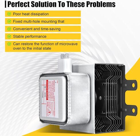 New Upgraded W10693025 Magnetron 2M253J(XB), Air Cooled Microwave Oven Magnetron, 1000 Watt Power for 2M240J (L) 2M303J (L) OM75P (10) 2M219J 2M226 2M248J 2M248J(XB) (Foot Hole 2) in Kuwait