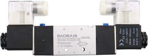 صمام هواء لولبي هوائي من Baomain 4V220-08 5 Way 2 Position PT 1/4 '' ملف مزدوج يعمل بالتحكم الكهربائي (AC 110V) in Saudi Arabia