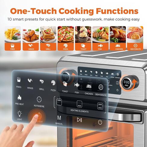 Air Fryer Toaster Oven 16-Quart, TINTALK 10-in-1 Airfryer Oven Combo - 1700W Large Air fryer Convection Oven, Countertop Combo with 9 Accessories Rotisserie | Dehydrator in Saudi Arabia