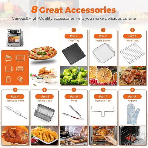 Air Fryer Toaster Oven 16-Quart, TINTALK 10-in-1 Airfryer Oven Combo - 1700W Large Air fryer Convection Oven, Countertop Combo with 9 Accessories Rotisserie | Dehydrator in Saudi Arabia