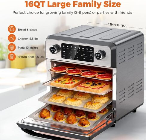 Air Fryer Toaster Oven 16-Quart, TINTALK 10-in-1 Airfryer Oven Combo - 1700W Large Air fryer Convection Oven, Countertop Combo with 9 Accessories Rotisserie | Dehydrator in Saudi Arabia
