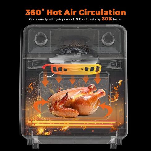 Air Fryer Toaster Oven 16-Quart, TINTALK 10-in-1 Airfryer Oven Combo - 1700W Large Air fryer Convection Oven, Countertop Combo with 9 Accessories Rotisserie | Dehydrator in Saudi Arabia