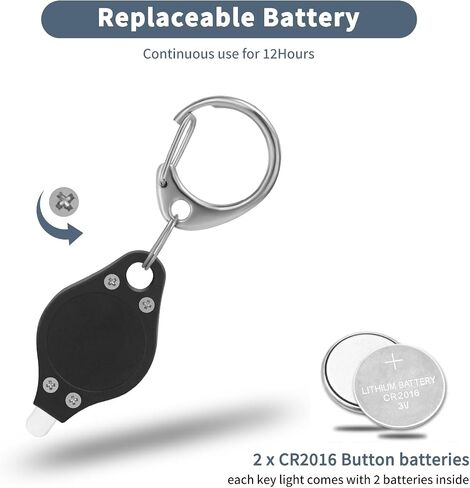RISEMART Mini LED Keychain Flashlight, Bright Tiny Light, Pack of 10 Black bright led keychain flashlight, Batteries Included in Saudi Arabia
