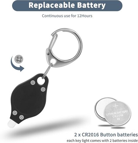 مصباح يدوي صغير لسلسلة المفاتيح LED من RISEMART، ضوء صغير ساطع، حزمة من 10 مصابيح LED سوداء ساطعة لسلسلة المفاتيح، البطاريات متضمنة in Kuwait