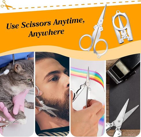 Honoson 3 قطع مقص قابل للطي، مقص سفر صغير، مقص جيب صغير قابل للطي، مقص سلسلة مفاتيح محمول من الفولاذ المقاوم للصدأ، مقص صغير تلسكوبي للسفر المنزلي والمكتب in Saudi Arabia