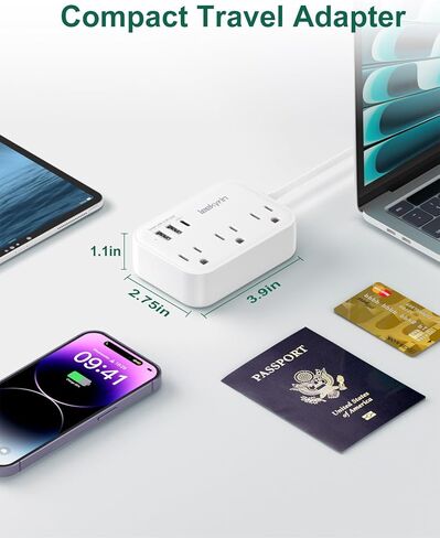 محول قابس السفر الأوروبي (13 أمبير)، محول التوصيل من الولايات المتحدة إلى أوروبا مع USB C (3.4 أمبير)، 3 منافذ تيار متردد، 3 منافذ USB سلك تمديد 5 أقدام، محول الطاقة الدولي من النوع E/F للولايات المتحدة الأمريكية إلى ألمانيا فرنسا أيسلندا إسبانيا in Kuwait