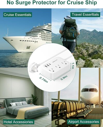 European Travel Plug Adapter(13A), US to Europe Plug Adapter with USB C(3.4A), 3 AC Outlets 3 USB Ports 5ft Extension Cord, Type E/F International Power Adapter for USA to Germany France Iceland Spain in Saudi Arabia